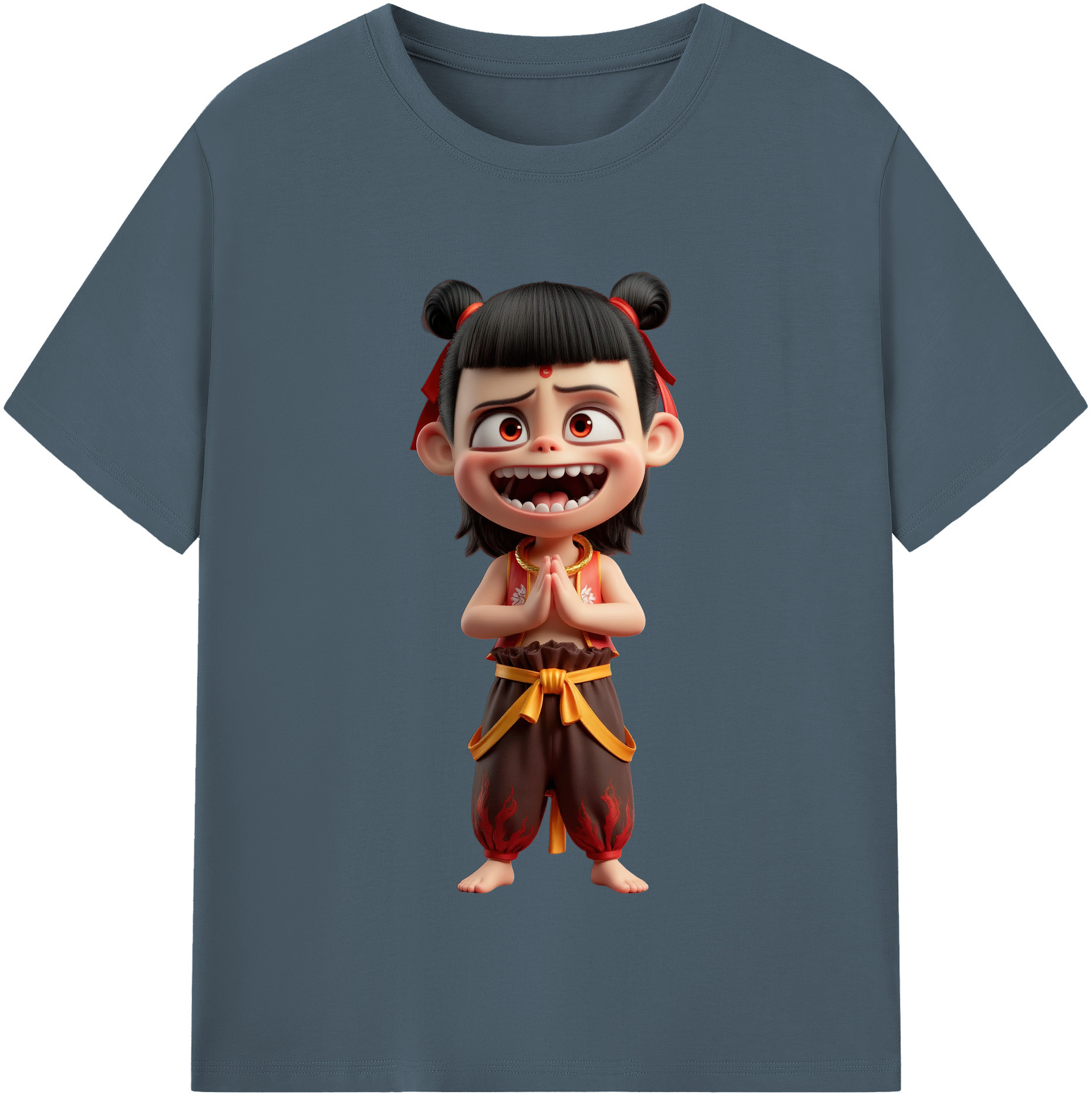 （画像用） Ne Zha 2 ナタ 魔童の大暴れ 綿100％半袖Tシャツ（フロントプリント）